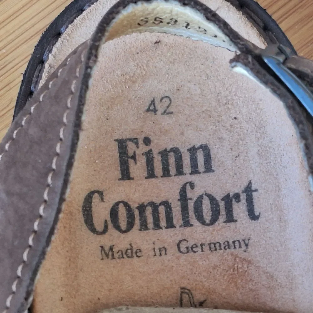 Finn Comfort Toro-Soft Men's 9 Oxide Brown Leather Sandals Adjustable Straps 42